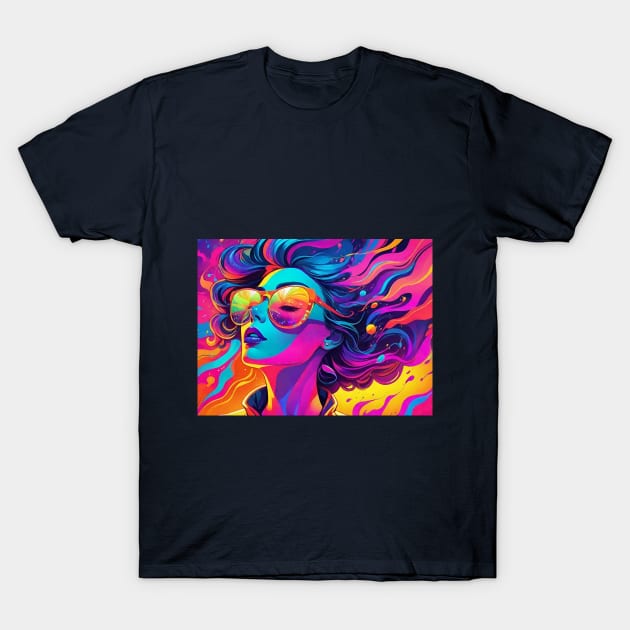 bright portrait of woman with glasses T-Shirt by gosecreativo20